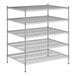 A wireframe of a Regency stationary wire shelving unit with 4 shelves.