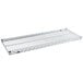 A Metro Super Erecta Brite wire shelf on a white background.