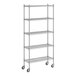 A Regency chrome wire shelving starter kit with wheels.