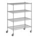 A Regency chrome wire shelving unit with four shelves.