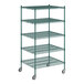 A Regency green wire shelving unit with five shelves.