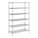 A Regency chrome stationary wire shelving unit with six shelves.