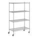 A Regency chrome wire shelving unit with four shelves.