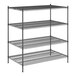 A black wire Regency shelving unit with four shelves.