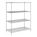 A wireframe of a Regency metal shelving unit with 4 shelves.