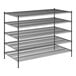 A black Regency wire shelving unit with four shelves.