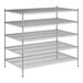 A Regency chrome wire shelving unit with five shelves.