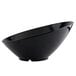 A black slanted melamine bowl with a black rim.
