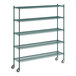 A Regency green metal wire shelving starter kit with 5 shelves.