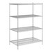 A Regency chrome wire shelving unit with four shelves.