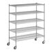 A silver metal Regency wire shelving unit with five shelves.