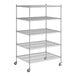 A wireframe of a Regency chrome wire shelving unit with 4 shelves.