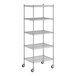 A Regency chrome wire shelving unit with five shelves.