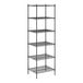 A black wire Regency shelving unit with six shelves.