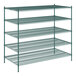 A Regency green wire shelving starter kit with 5 shelves.