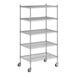 A Regency stainless steel wire shelving unit with five shelves.