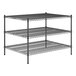 A black metal Regency wire shelving unit with three shelves.