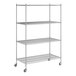 A Regency chrome wire shelving unit with four shelves.