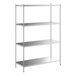 A Regency stainless steel shelving unit with four shelves.