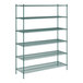 A Regency green metal wire shelving starter kit with 6 shelves.