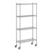 A Regency chrome wire shelving starter kit with wheels.