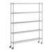 A Regency chrome wire shelving starter kit with wheels.