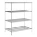 A Regency chrome wire shelving unit with four shelves.