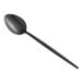 An Acopa Odin stainless steel teaspoon with a black handle.