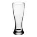 A clear Libbey Giant Pilsner Glass with a black rim.