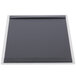 A brushed aluminum menu board with top and bottom white strips.