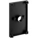 A black rectangular Main Street Equipment thermostat mounting bracket with a hole in the middle.