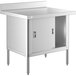 A Steelton stainless steel enclosed base table with sliding doors.