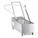 A Frymaster portable fryer oil filter machine with a handle and wheels.