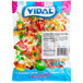 A bag of Vidal gummy soda bottles with colorful labels.