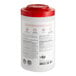 A white plastic container with red and black text containing Sani Professional No-Rinse Sanitizing Multi-Surface Wipes.