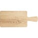 An Acopa light oak faux wood melamine serving board with a handle.