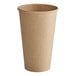 A 16 oz. brown paper hot cup with a lid.