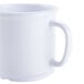 A close-up of a GET Diamond White plastic mug with a handle.