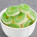 A bowl of Kervan Gummy Apple Rings.