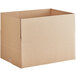 A Lavex Kraft cardboard shipping box with the lid open.