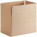 A brown cardboard box with a cut out top.