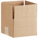 A Lavex kraft cardboard shipping box with a cut out corner.