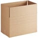 A close-up of a Lavex cardboard shipping box with a top open and handle.