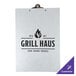 A Menu Solutions Alumitique aluminum clipboard with the words "Grill Haus" on it.