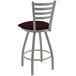 A white Holland Bar Stool with a burgundy cushion.