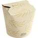 A white World Centric Asian take-out box with a leaf design.