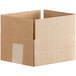 A Lavex cardboard shipping box with a cut out corner.