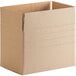 A brown cardboard box with a cut out top.