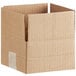 A Kraft cardboard box with a cut out corner.