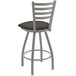 A white Holland Bar Stool ladderback swivel bar stool with a brown cushion.